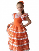 Flamenco Kleid orange weiß