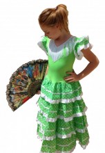Flamenco Kleid Limegrün weiß