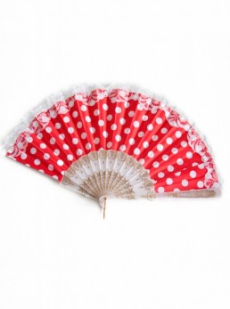 Flamencofächer rot weiß mit Spitze