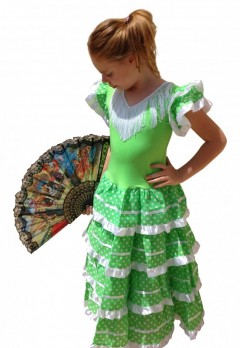 Flamenco Kleid Limegrün weiß