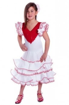 Flamenco Kleid Deluxe weiß rot
