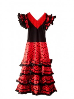 Flamenco Kleider Damen schwarz rot