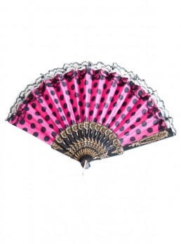 Flamencofächer rosa schwarz mit Spitze