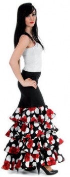 Flamenco rock Damen, mit Rosen und Volants