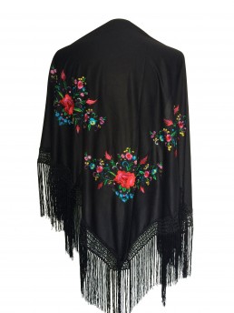 Spanischer Manton/Tuch, schwarz mit Blumen