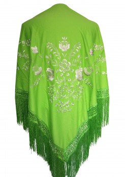 Spanischer Manton/Tuch grün/weiß