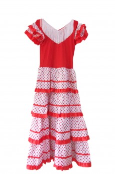 Flamenco Kleider Damen rot weiß