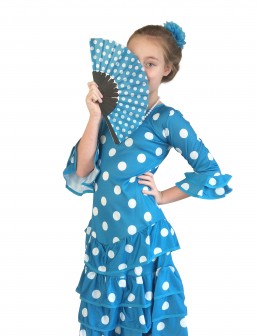 Flamenco Kleid Deluxe blauw weiß