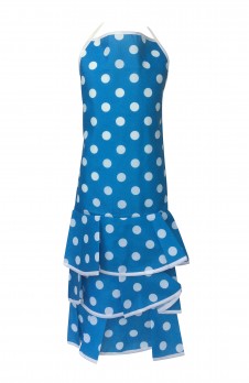 Spanische Flamenco Schürze blau/weiß