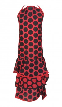 Spanische Flamenco Schürze rot/schwarz große Punkten