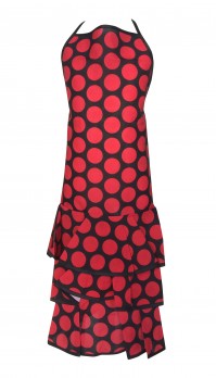 Spanische Flamenco Schürze schwarz/rot große Punkten