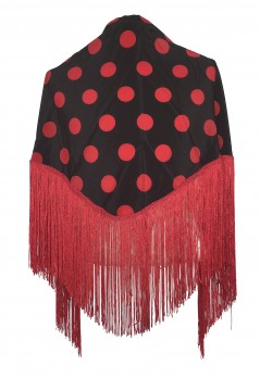 Spanischer Manton/Tuch, mit Punkten schwarz/rot