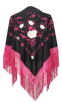 Spanischer Manton/Tuch, schwarz/rosa