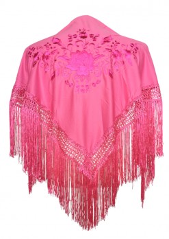 Spanischer Manton/Tuch rosa mit rosa Blumen