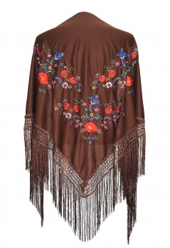Spanischer Manton/Tuch braun mit verschiedenen Blumen