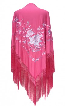 Spanischer Manton/Tuch, rosa weiß Größe L