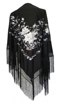 Spanischer Manton/Tuch, schwarz weiß Größe L