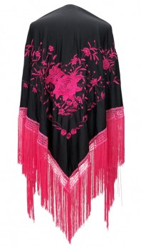 Spanischer Manton/Tuch, schwarz rosa Größe L