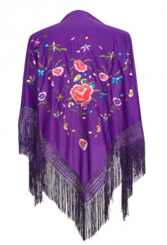 Spanischer Manton/Tuch, violett mit Blumen