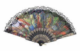 Flamencofächer schwarz mit Spitze und Aufdruck