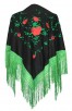 manton zwart groen met rode roos